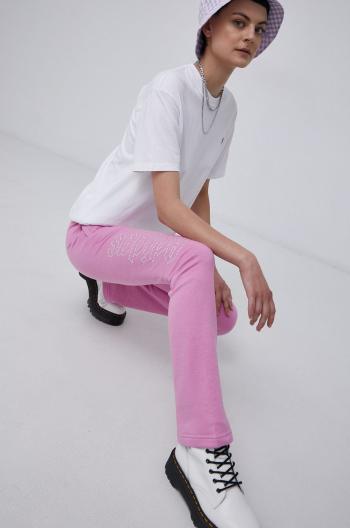 Nohavice adidas Originals HF6771 dámske, ružová farba, s nášivkou