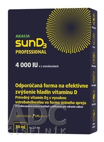 Akacia sunD3 PROFESSIONAL 4000 IU ústny sprej, pomarančová príchuť 50 ml