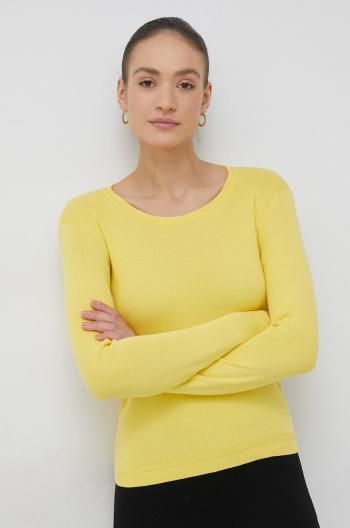 Bavlnený sveter United Colors of Benetton dámsky, žltá farba, tenký