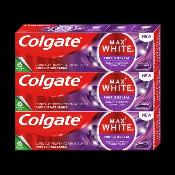 COLGATE Max White Purple Reveal bieliaca zubná pasta 3 x 75 ml