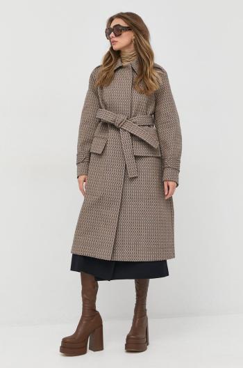 Kabát Victoria Beckham dámsky, béžová farba, prechodný,