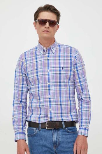 Košeľa Polo Ralph Lauren pánska, fialová farba, regular, s golierom button-down