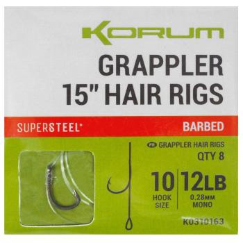 Korum nadväzec grappler 15” hair rigs barbed 38 cm - veľkosť háčika 10 priemer 0,28 mm nosnosť 12 lb