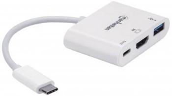 Manhattan 152945 USB adaptér [1x USB-C ™ zástrčka - 1x HDMI zásuvka, USB 2.0 zásuvka A, USB-C ™ zásuvka] biela  8.00 cm