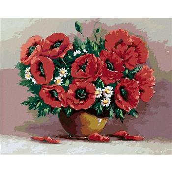 Maľovanie podľa čísel – Červené kvety v hnedej váze (HRAbz33191nad)