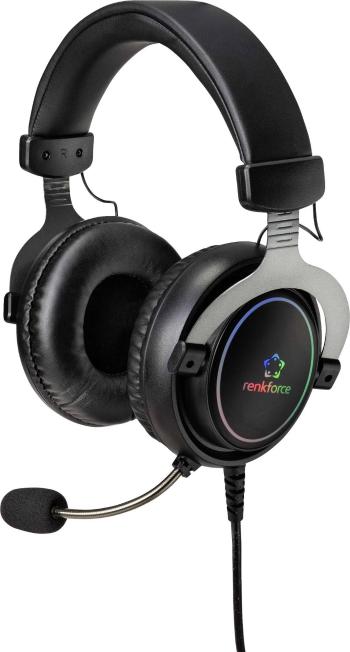 Renkforce RF-GH-300 herný headset s USB káblový cez uši čierna 7.1 Surround