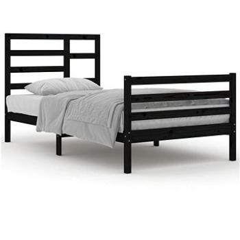 Rám postele čierny masívne drevo 100 × 200 cm, 3105854
