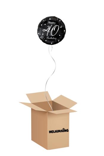 Balónový box - Happy Birthday čierno/strieborný 40