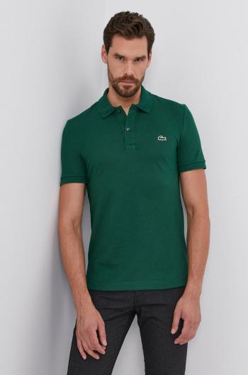 Bavlnené polo tričko Lacoste zelená farba, jednofarebné