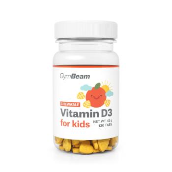 GymBeam Vitamín D3, tablety na cmúľanie pre deti 120 tabliet pomaranč