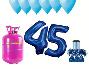 HeliumKing Hélium párty set na 45. narodeniny s modrými balónmi