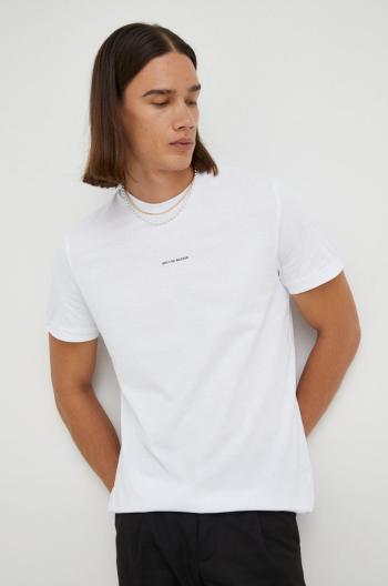 Bavlnené tričko Bruuns Bazaar biela farba, s potlačou