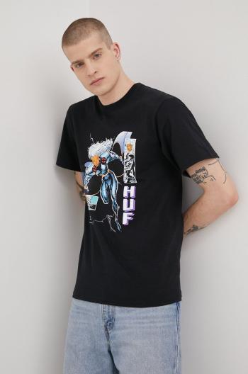 Bavlnené tričko HUF X Marvel čierna farba, s potlačou