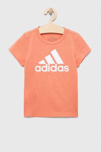 Detské bavlnené tričko adidas G BL oranžová farba