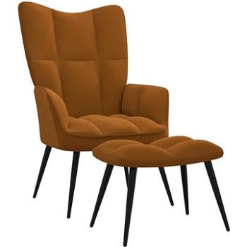 Relaxačné kreslo so stoličkou hnedé zamat, 328092