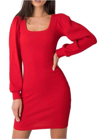 červené priliehavé mini šaty s dlhými rukávmi vel. L