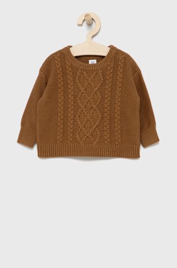 Detský bavlnený sveter GAP hnedá farba