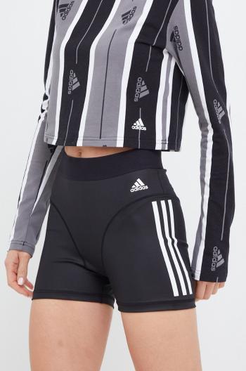 Tréningové šortky adidas Performance Hyperglam dámske, čierna farba, s potlačou, vysoký pás