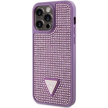 Guess Rhinestones Triangle Metal logo kryt pre iPhone 14 Pro Max Purple (GUHCP14XHDGTPU)