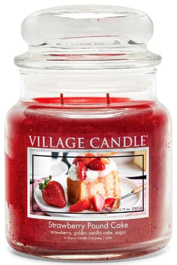 Village Candle Vonná sviečka v skle - Strawberry Pound Cake - Jahodový koláč, stredná