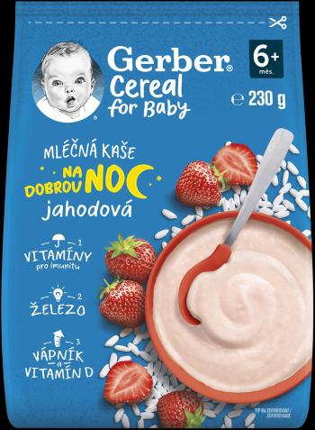 GERBER Cereal mliečna kaša jahodová Na dobrú noc 230 g