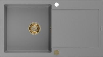 MEXEN/S MEXEN/S - Leo granitový drez 1 s odkvapkávačom 900x500 mm, šedá, + zlatý sifón 6501901010-71-G