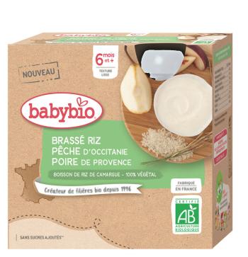 4x BABYBIO Ryžová kaša s broskyňou a hruškou 85 g