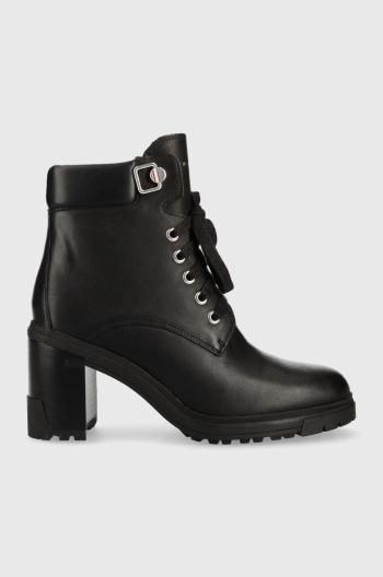 Členkové topánky Tommy Hilfiger Outdoor Heel Lace Up Boot dámske, čierna farba, na podpätku,
