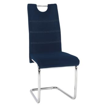 Jedálenská stolička, modrá Velvet látka/svetlé šitie, ABIRA NEW P1, poškodený tovar
