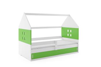 BMS Detská posteľ domček DOMI 1 | biela s úložným priestorom Farba: biela / zelená