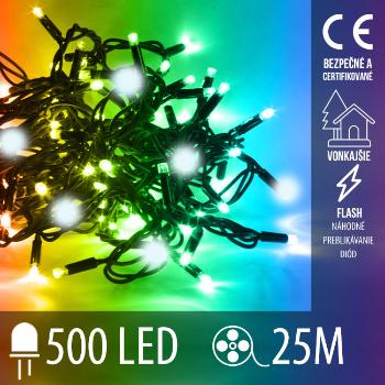 Vianočná led svetelná reťaz vonkajšia FLASH - 500led - 25m - multicolour / studená biela