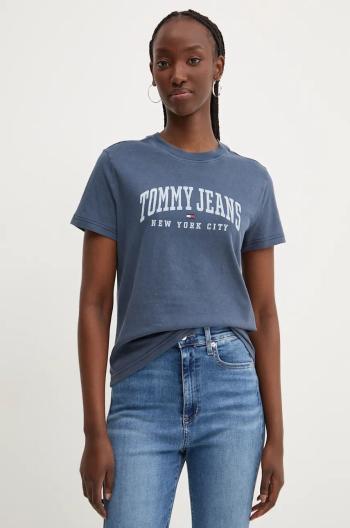 Bavlnené tričko Tommy Jeans dámske, tmavomodrá farba, DW0DW19826