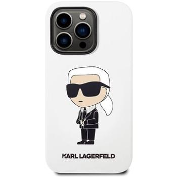 Karl Lagerfeld Liquid Silicone Ikonik NFT Zadný Kryt pre iPhone 14 Pro White (KLHCP14LSNIKBCH)