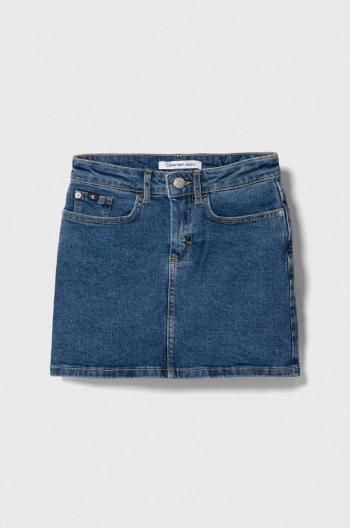 Dievčenská rifľová sukňa Calvin Klein Jeans mini, rovný strih