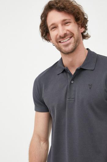 Bavlnené polo tričko Trussardi tmavomodrá farba, jednofarebné