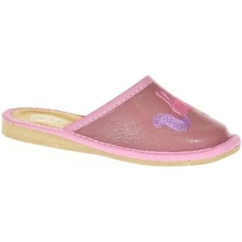 Just Mazzoni  Šľapky Detské ružové kožené papuče jednorožec KYARA 25-34  Ružová