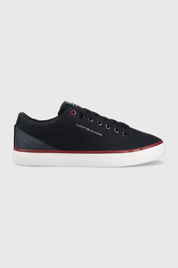 Tenisky Tommy Hilfiger TH HI VULC CORE LOW CANVAS tmavomodrá farba, FM0FM04737