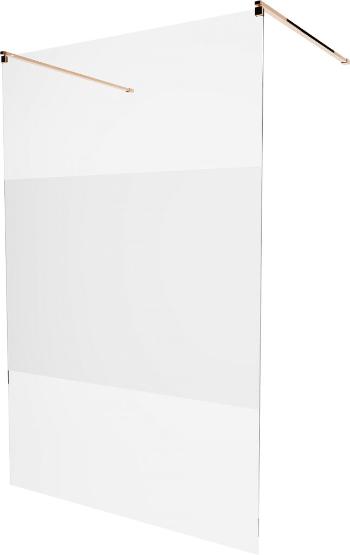 MEXEN/S - KIOTO samostatne stojaca sprchová zástena 110 x 200 cm, transparent/matné sklo 8 mm, ružové zlato 800-110-002-60-35