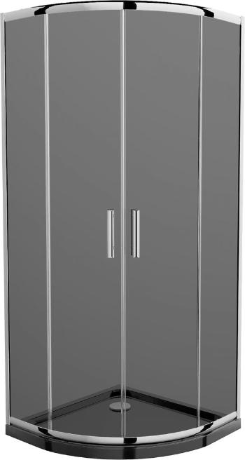 MEXEN/S - Rio štvrťkruhový sprchovací kút 80 x 80 cm, grafit, chróm + vanička so sifónom Flat, čierny 863-080-080-01-40-4170