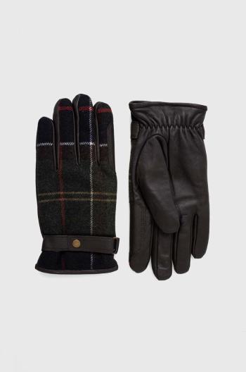 Rukavice s prímesou vlny Barbour Newbrough Tartan Gloves zelená farba, MGL0051