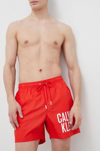 Plavkové šortky Calvin Klein červená farba