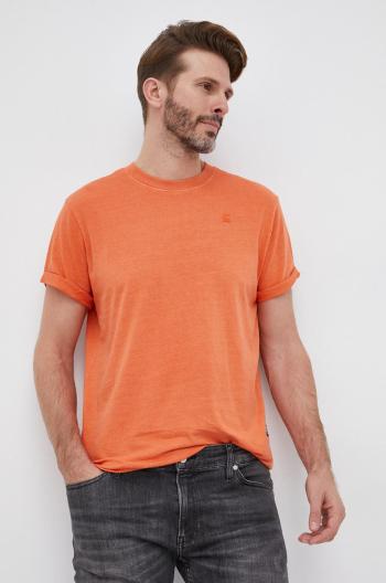 Bavlnené tričko G-Star Raw oranžová farba, jednofarebné