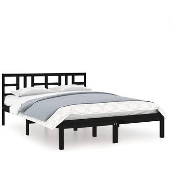Rám postele čierny masívne drevo 160 × 200 cm, 3105419