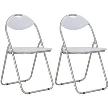 Skladacie jedálenské stoličky 2 ks biele umelá koža (284408)
