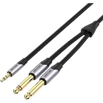 Vention Cotton Braided 3,5 mm Male to 2*6,5 mm Male Audio Cable 2 m Gray Aluminum Alloy Type (BARHH)