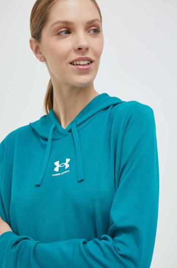 Mikina Under Armour dámska, zelená farba, s kapucňou, jednofarebná