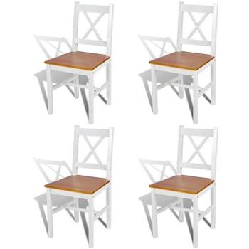 Jedálenské stoličky 4 ks biele borovicové drevo (241513)