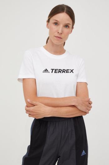 Tričko adidas TERREX Logo dámske, biela farba,