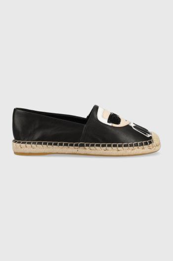 Kožené espadrilky Karl Lagerfeld KAMINI čierna farba, KL80111A