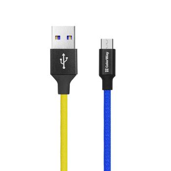 COLORWAY KABEL USB MICROUSB, NATIONAL, 2.4A 1M, MODRO-ZLTY (CW-CBUM052-BLY)